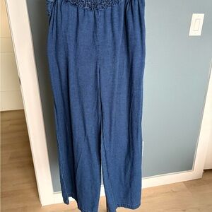 Anthropologie Indigo Denim-Look Elastic Waist Pants